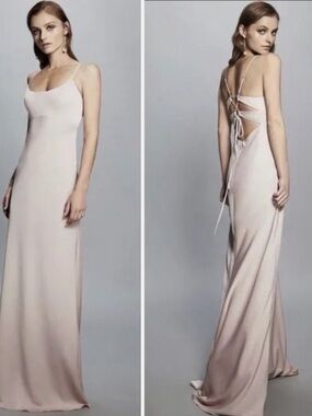BCBGMaxAzria fae Blush Lace-Up Back Maxi Dress